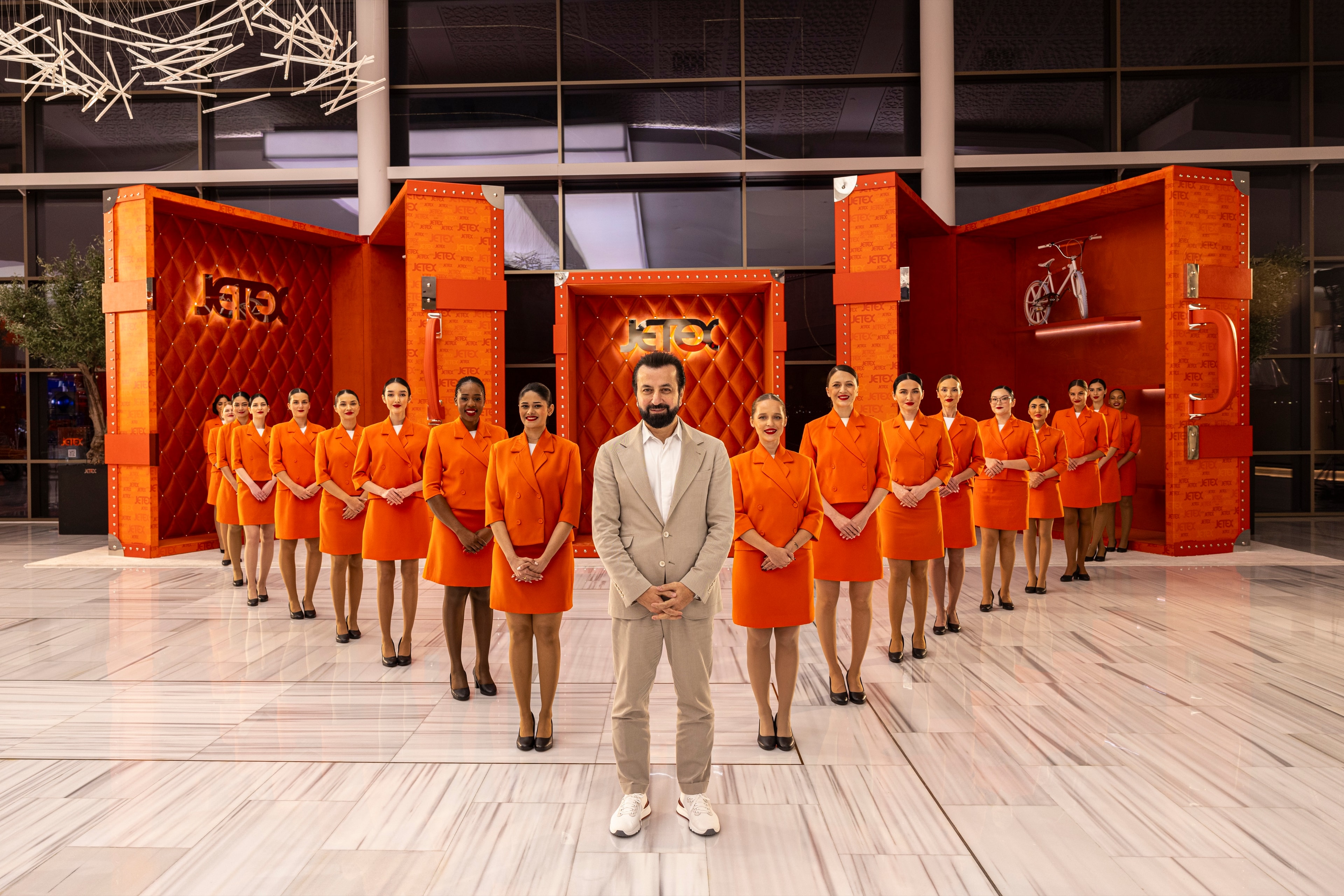Adel Mardini with the Jetex crew at the Jetex Dubai terminal, 2024