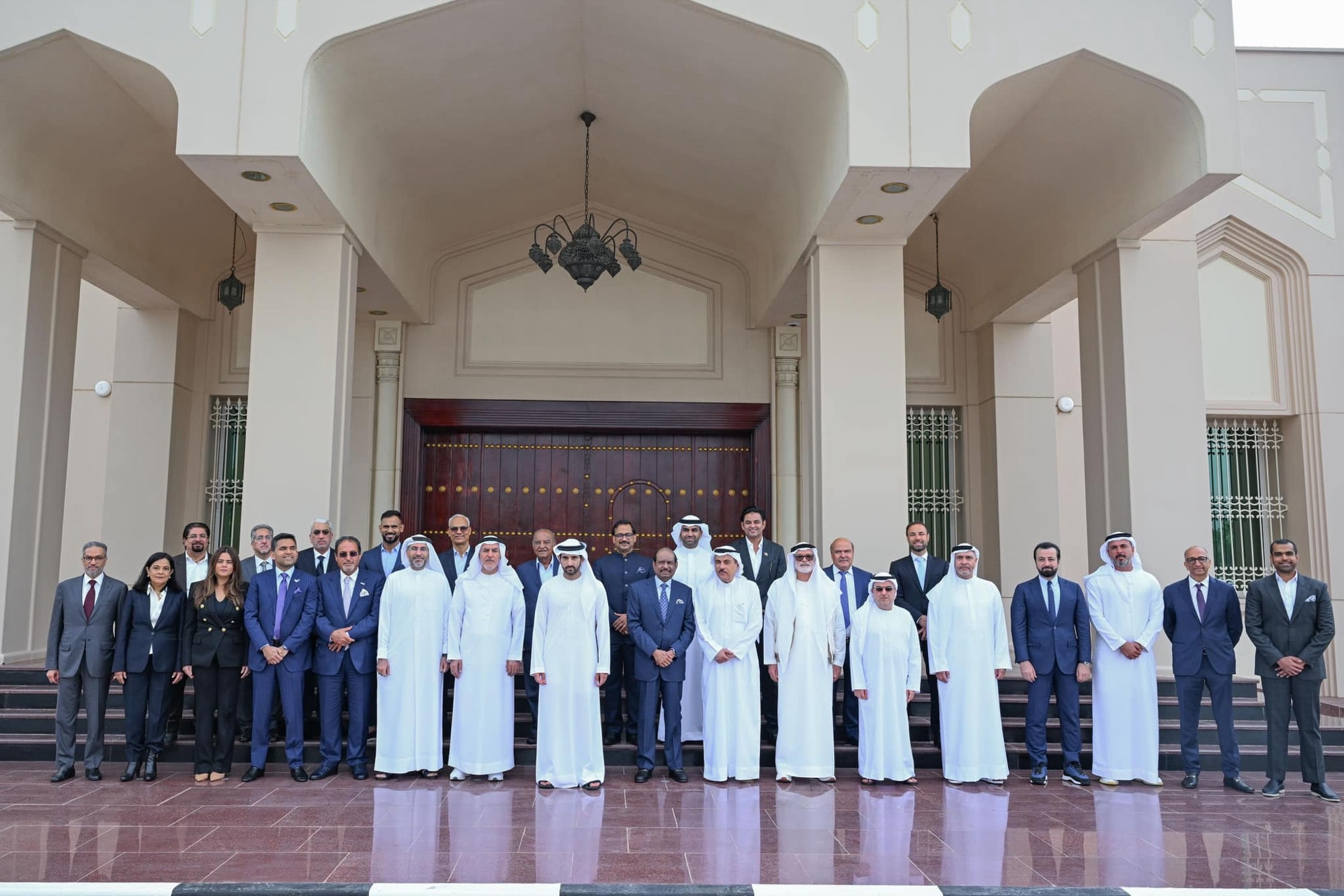 Adel Mardini with H.H. Sheikh Hamdan bin Mohammed and guests at the Mohammed bin Rashid Al Maktoum Global Initiatives in Dubai, 2024