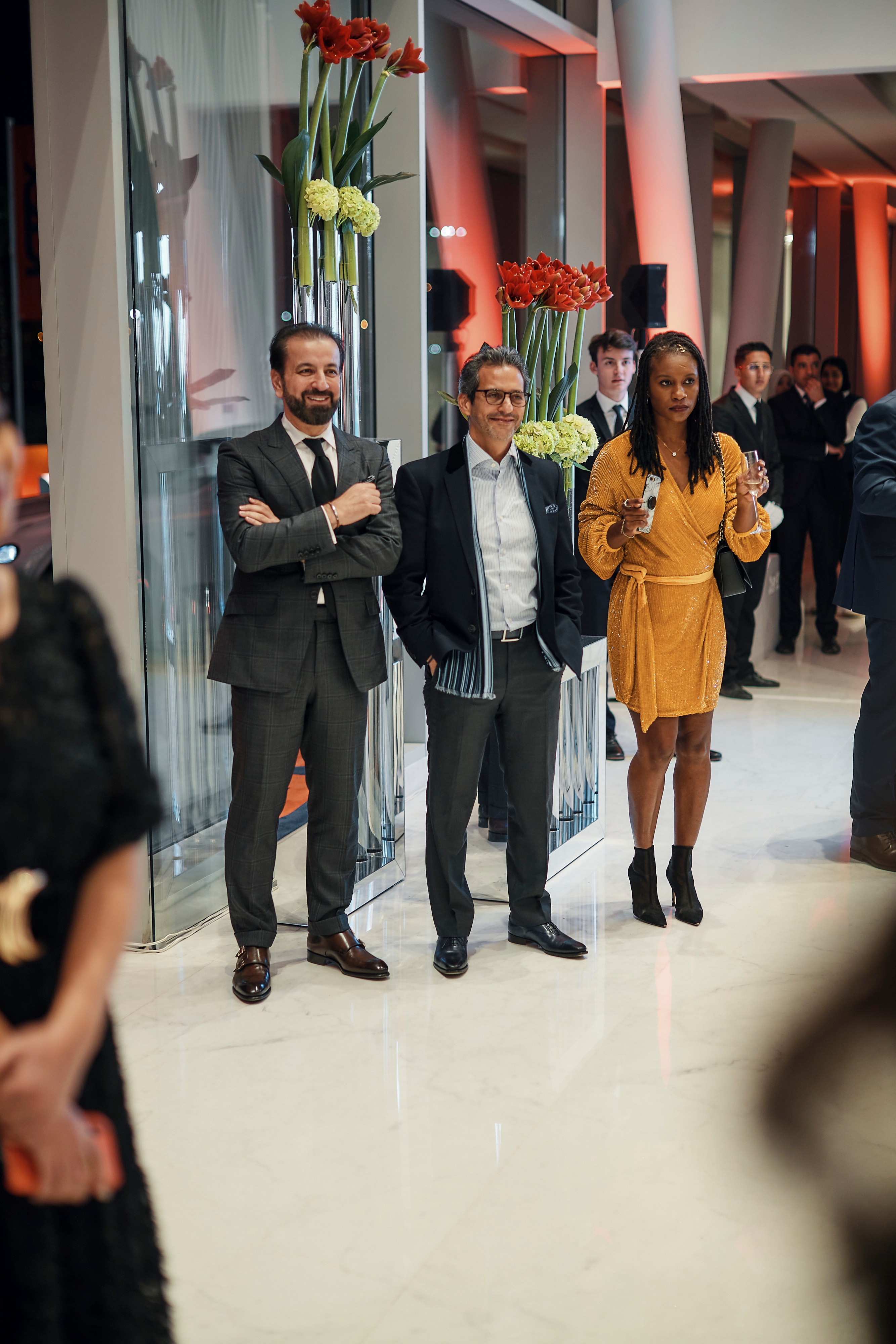 Adel Mardini with guests at the Marrakech terminal opening, 2020
